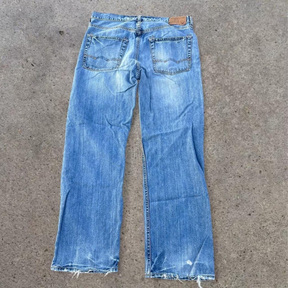 Vintage American Eagle Low Loose Baggy Denim Jeans Blue Y2K Skater Mens 34x32